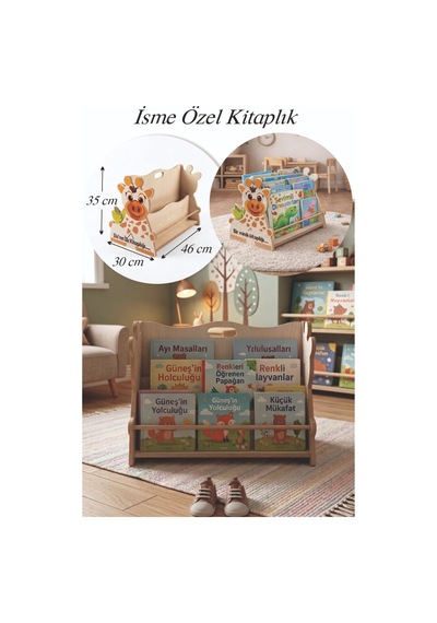 İsme Özel İlk Kitaplığım Çift Taraflı Montessori Kitaplık Çok Renkli