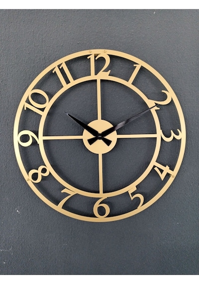 Rakamlı Metal Gold - Altın Duvar Saati 1,5 Mm Kalınlık 41x41 Cm Altın