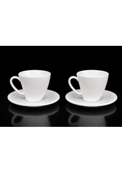 Corcuhome Curve Porselen 2 Li Tabaklı Kupa 4 Parça 200 Ml Beyaz