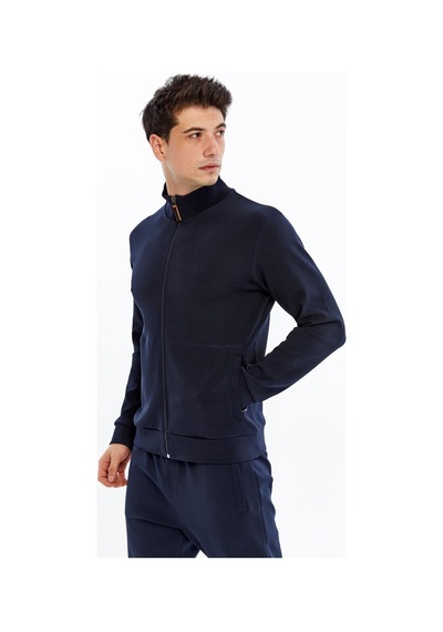 AR-MA Arma Erkek Slim Fit Sweatshirt Scuba Interlok, Tam Fermuarlı, Dik Yaka, Fleto Cepli K30324989802 Lacivert