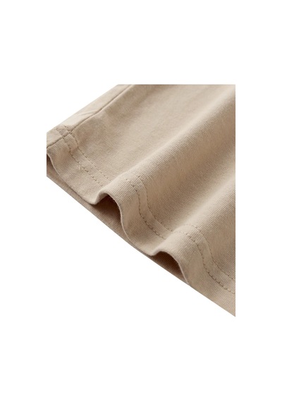 Ghassy Co. Unisex Normal Kesim Pamuklu Yumuşak Dokulu Bisiklet Yaka Basic Tişört Bej