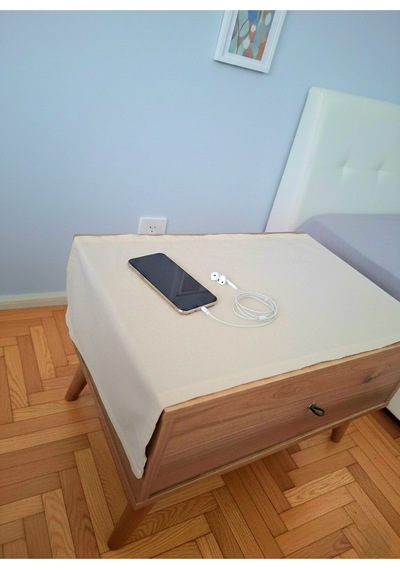 45x90 Cm Ham Bez Komodin Örtüsü %100 Pamuklu Yatak Odası Komodin Örtüsü Pamuklu Doğal Kumaş 2'li Set Bej