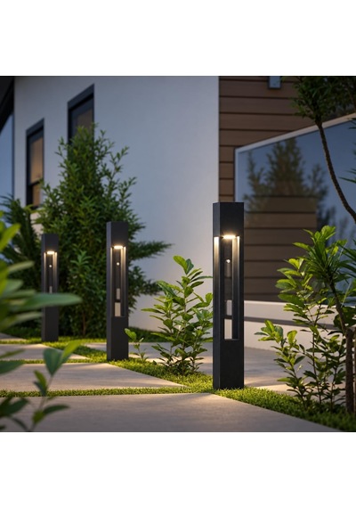 Aka010 Alüminyum Led Bollard Bahçe Aydınlatması Ip65 Dış Mekan Peyzaj Yürüyüş Yolu Villa Bahçe Direk Lambası Antrasit 7w / 9w 100x100x750 Mm 3000k
