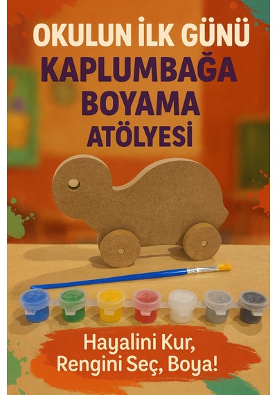 Kaplumbağa Boyama Atölyesi Ahşap Figür Boyama Seti Boya + Fırça Dahil