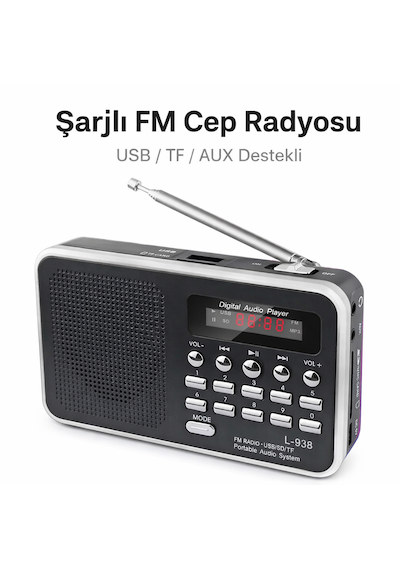 Ultratekno L-938 Şarjlı Taşınabilir Fm Radyo Dijital Ekranlı Usb/tf/sd/aux Destekli Bl-5c Bataryalı Cep Radyosu