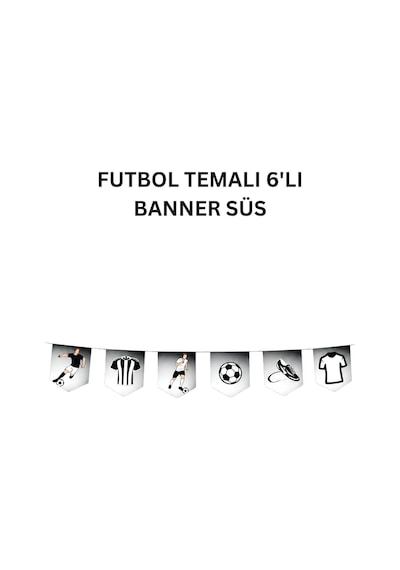 Siyah Beyaz Futbol Temalı Doğum Günü Parti Seti İyi Ki Doğdun Banner, Gözlük, Pasta Süsü Ve Mısır Kutusu Beyaz - Siyah