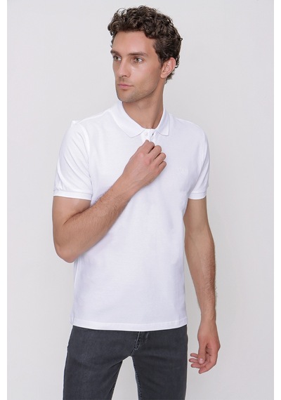 Morven Erkek Beyaz Basic Polo Yaka Dynamic Fit T-shirt 25yc018012600 Beyaz