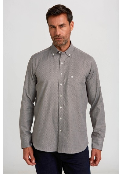 Bisse Erkek Regular Fit Desenli Spor Gömlek Kahve Gm23k232040 D11 Kahve