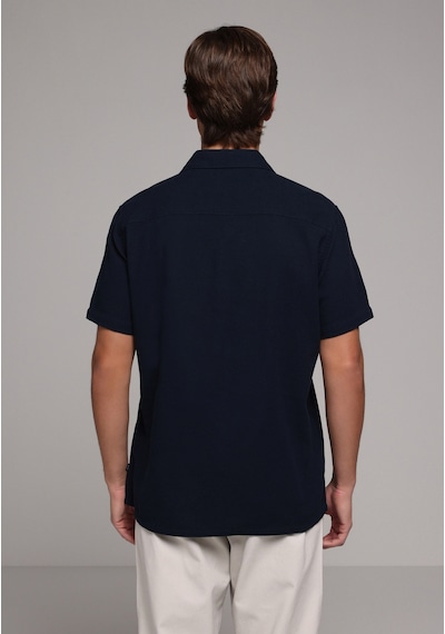 Colin's Colins Regular Fit Apaj Yaka Düz Erkek Lacivert Kısa Kol Gömlek Cl1080094 Q1.v2 Nav
