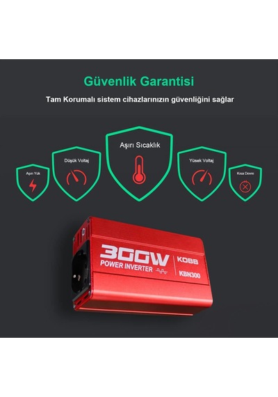 Kbn300 12v/220v 300watt Modifiye Sinüs Dönüştürücü İnvertör Çok Renkli