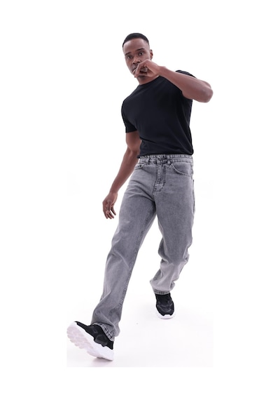 Freemen Erkek Baggy Bol Kesim Kot Pantolon Gri