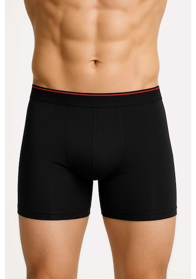 Sedef Yıldızı Siyah Likralı Erkek Boxer 3 Adet Siyah