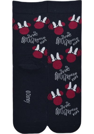 Dode Flora Disnep Kadın Çizgi Film Minnie Mouse Desenli Pamuklu Soket Çorap Lacivert