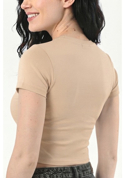 Mistirik Pomonte Model Body Pamuklu Esnek Kumaşlı Kısa Kollu Basic Comfort Crop Ten Renk