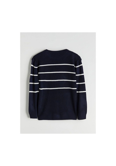 Lc Waikiki Lcw Kids Bisiklet Yaka Çizgili Erkek Çocuk Triko Kazak Navy Strıped