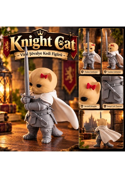 Knight Cat Viral Şövalye Kedi Figürü 15 Cm