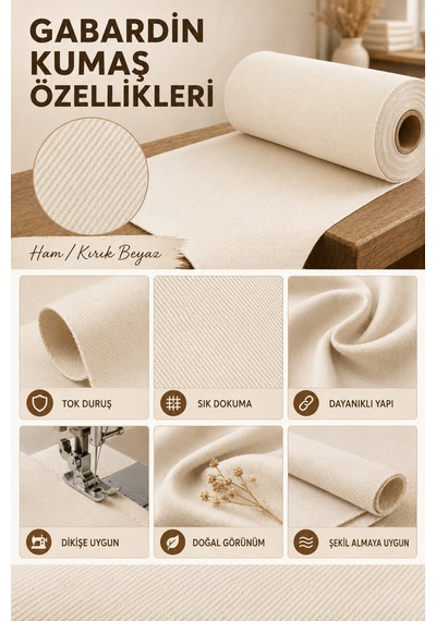 Gabardin Kumaş, Çanta , Tuval, Punch, Nakış, Branda Ve Güneşlik Yapımına Uygun En : 150cm Bej