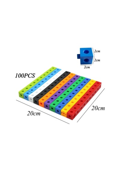 Geçmeli Birim Küpler - Snap Cubes - Matematik Küpleri - Akıl Küpleri - 100 Parça - 2x2x2 Cm