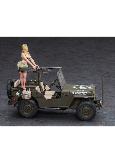 Hasegawa Sp483 52283 1/24 Ölçek, 1/4 Ton 4x4 Utility Truck Cal. 50 M2 Machine Gun W/blond Girl's Figure, Plastik Model Kiti-36148