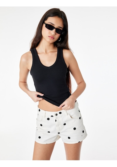Koton Kaşkorse Modal Karışımlı V Yaka Kolsuz Slim Fit Atlet Siyah 6sal30273ık