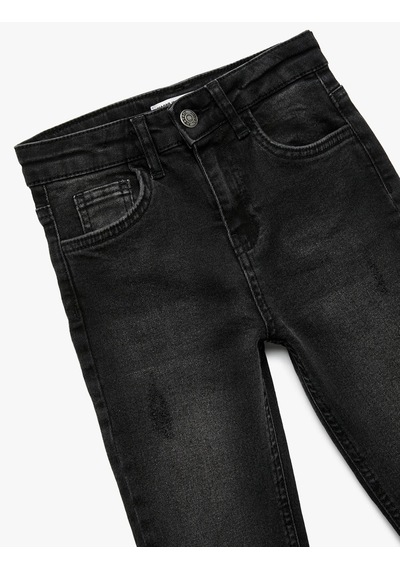 Koton Pamuklu Cepli Slim Fit Siyah Erkek Çocuk Jean Pantolon 6wkb40007td Siyah