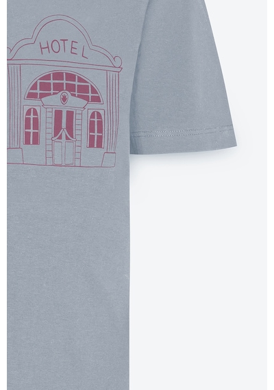 AC&Co / Altınyıldız Classics Erkek Grı Standart Fit Normal Kesim Baskılı Bisiklet Yaka Tişört Gri