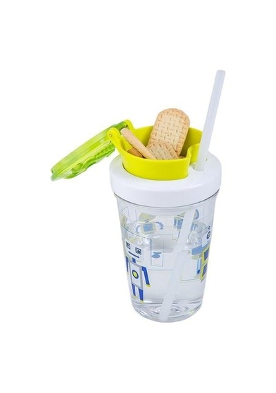 Contigo Bueno Snack Straw Robot Green 350 Ml Çocuk Suluk Yeşil