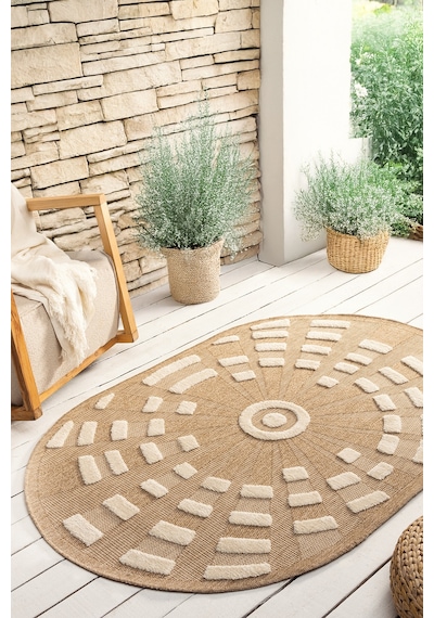 Marakeş Beyaz Oval Halı Salon Oturma Odası Çocuk Odası Yatak Odası Halısı 677o Beyaz