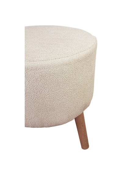 Modern Dekoratif Ahşap Ayaklı Puf Tabure, Oturma Ve Ayak Uzatma Pufu Krem - 40x36 Cm Krem