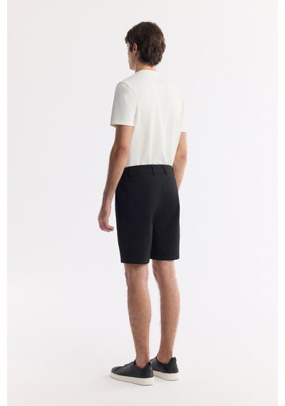 Avva Erkek Siyah Yanı Lastikli Gofreli Bi-stretch Slim Fit Chino Şort A51y3730