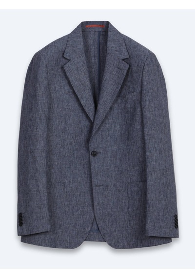 Kip Mavi Desenli Modern Fit Keten Karışımlı Takım Elbise