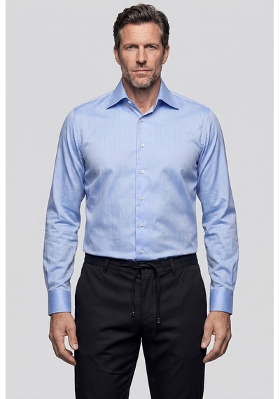 Bisse Mavi Regular Fit Cepsiz Klasik Uzun Yaka Gömlek Gmkls252179 D35