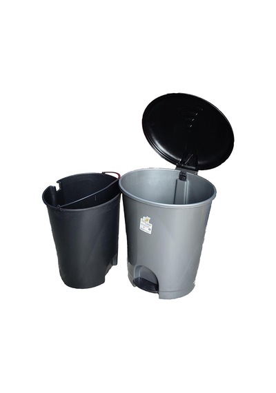 Plastik Pedallı Basmalı İtmeli Çöp Kutusu Kovası / 33 Litre/çıkarılabilir İç Kovalı -38x41x49 Cm Çok Renkli
