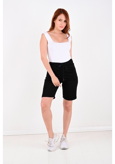 Black Steel Kadın Gabardin Şort-7100 Haki