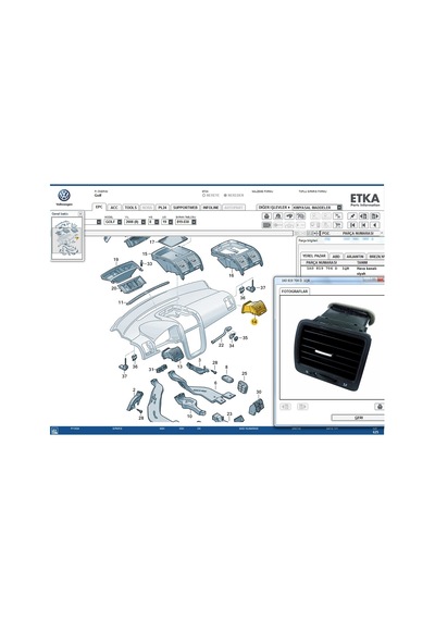 Jetta Mk5 2006 -- 2010 Sağ Ön Havalandırma Izgarası 1K0819704D