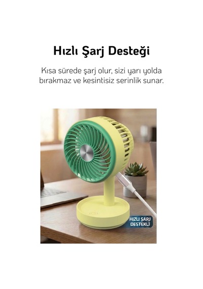 El Fanı Masaüstü Vantilatör Soğutucu Teleskopik 3 Kademe Type-c Hızlı Şarj Mini Soğutucu