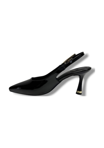 Ceylan Shoes 421-26 Rugan Deri Arkası Açık İnce Topuk Kadın Stiletto Siyah
