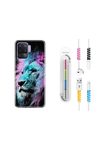 Oppo Reno 5 Lite Kılıf Kablo Koruyuculu Pink Blue Leon 1603