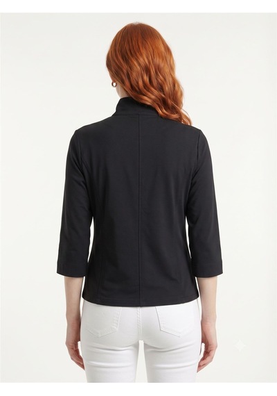 Neden Tekstil Kadın Slim Fit Siyah Fermuarlı Hırka