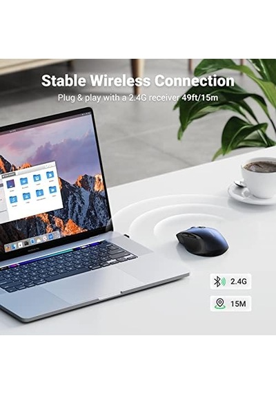 Ergonomische Draadloze Muis Met Usb Ontvanger 2.4 Ghz Silent Click Usb Muis 4000 Dpı Verstelbaar Compatibel Met Pc,tablet,laptop,windows,macos, Linux. Blauw