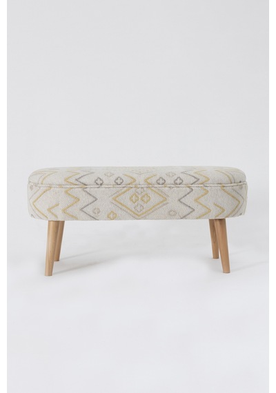 Bliss Sarı Etnik Desenli Krem Bench 40 X 100 X H 47 Cm 4282 Sarı