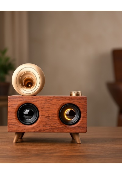 Retro Radyo Tasarımı Bluetooth Hoparlör Ahşap Renk