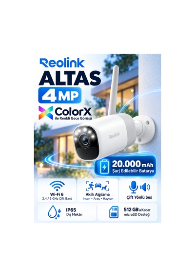 Altas 4mp Colorx Bataryalı Ip Güvenlik Kamerası - 20000mah Süper Batarya