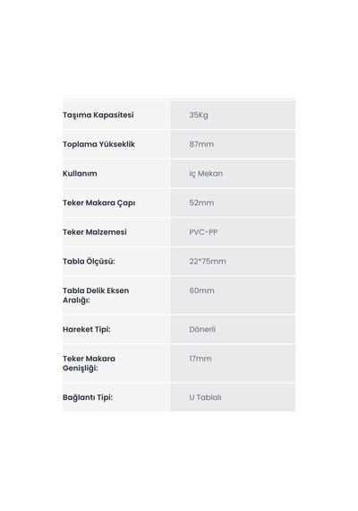 Hts 323 50 20 Gri Uzun U Tablalı Teker Belirtilmemiş