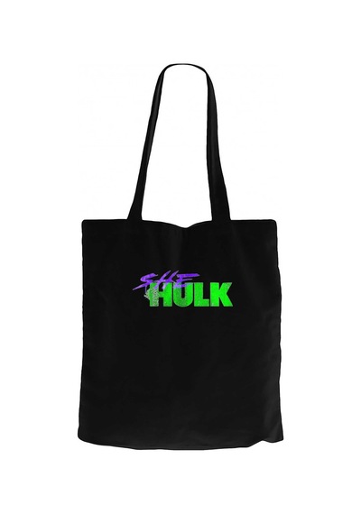 She Hulk Logo Siyah Kanvas Bez Çanta
