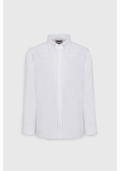 Ac&Co / Altınyıldız Classics Erkek Beyaz %100 Pamuk Slim Fit Dar Kesim Düğmeli Yaka Oxford Gömlek
