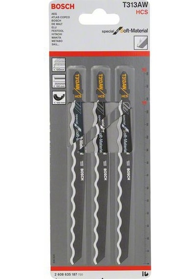 Bosch T 313 AW Yumuşak Malzeme için Dekupaj Testere Bıçağı 3'lü 2608635187