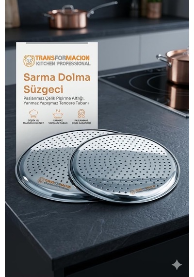 Transformacion 2'li Sarma Dolma Süzgeci, Paslanmaz Çelik Pişirme Altlığı, Yanmaz Yapışmaz Tencere Tabanı 719157 Diğer