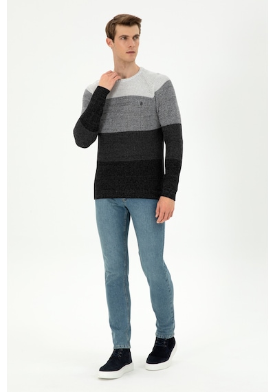 U.S. Polo Assn. Erkek Slim Fit Bisiklet Yaka Antrasit Melanj Kazak 50293017-VR081