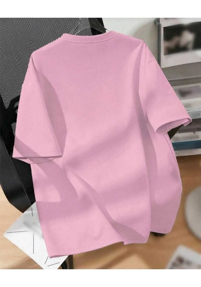 Kozia Outdoors Malkoçbey Happinnes Baskili Oversize Unisex Basic T-shirt Pembe
